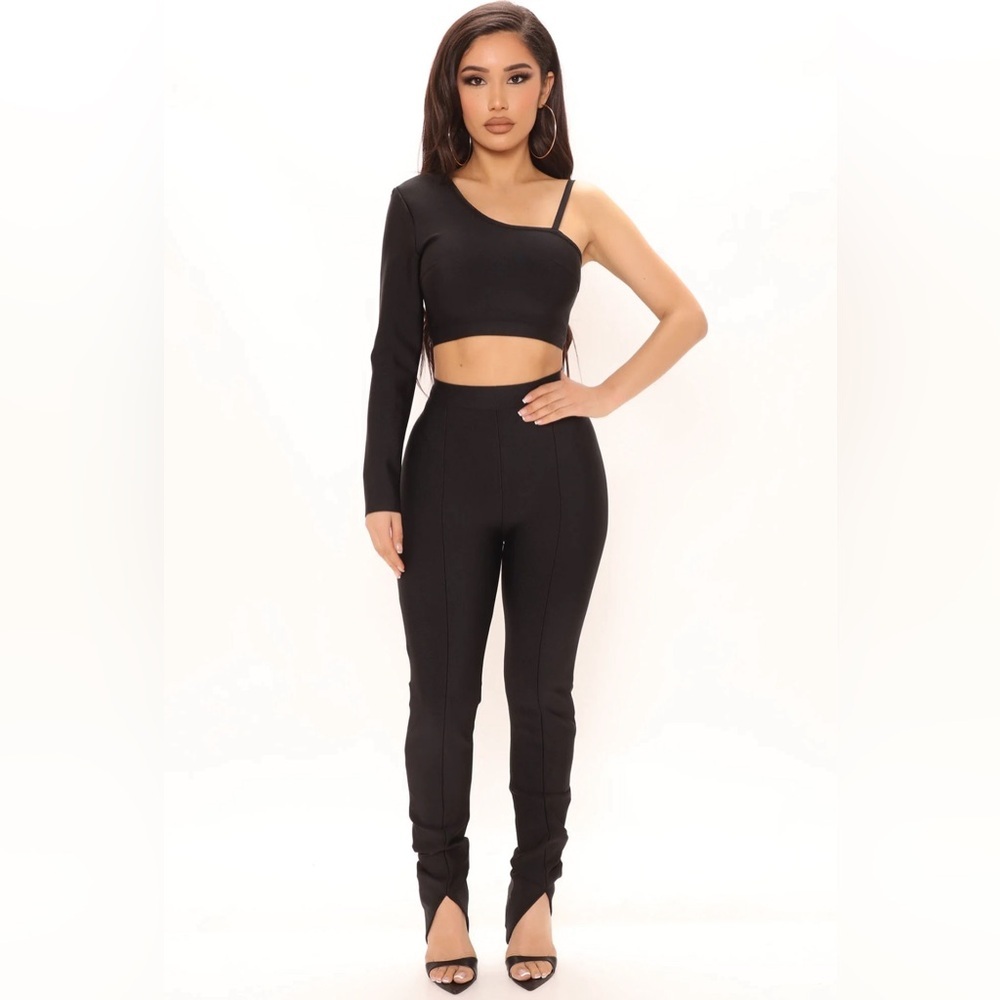 Kali Bandage Black Crop Top  One Shoulder Top Small - Picture 2 of 6